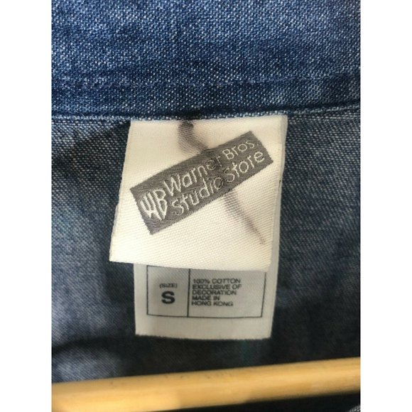 Vintage Warner Bros. Embroidered Denim Button Front Shirt Small Tweety Bird - Picture 3 of 6